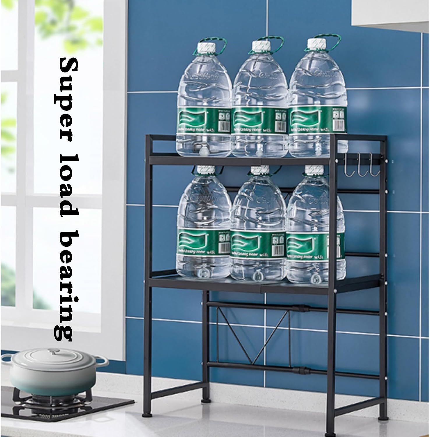 SepKus Adjustable Air Fryer Appliance Rack, Heavy Duty Stand Kitchen Counter Organizer, Small Appliance Organization, Pantry Shelf Organizers for Kitchen Counter Organization, White