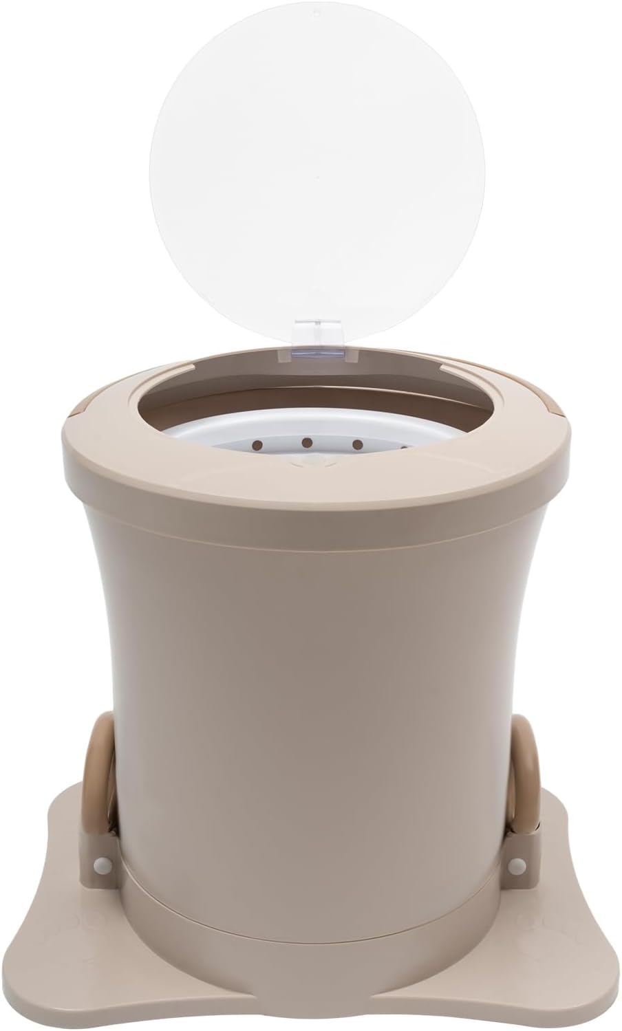 Mini Manual Dehydrator Washing Machine, Portable Foot Operated Non-Electric Dehydrator, Compact Washer Spin Dryer, Manual Draw Cord Dryer for Apartments, Dormitories, Hotels (White)