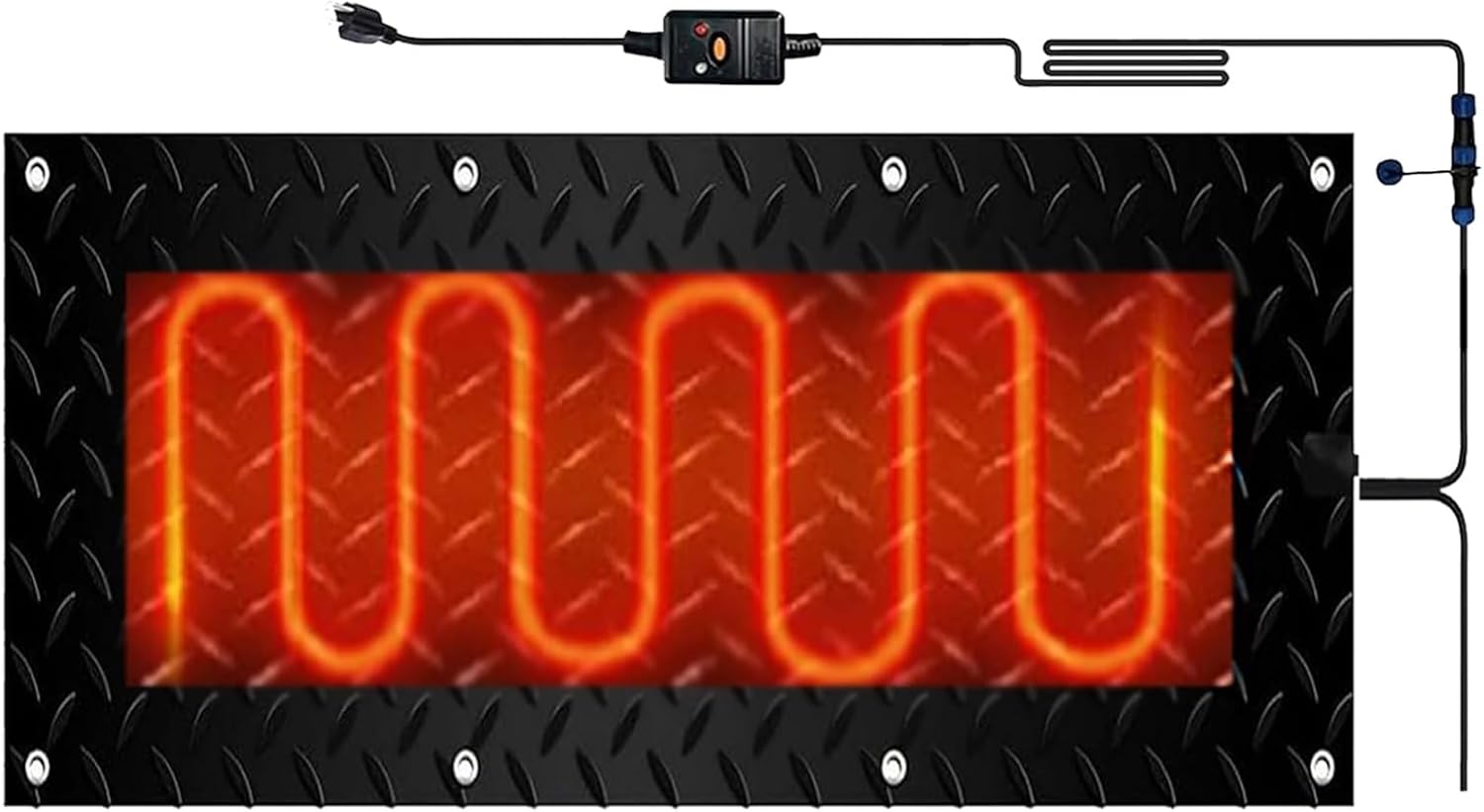 Heated Snow and Ice Melting Mat, Winter Outdoor Stairs Heated Snow Removal Mat, Slip-Proof Entrances Walkway Mat, 2 in/h Melting Speed with Power Cord and Connecting line(2 ft*6 ft (60.96cm*182.88cm))