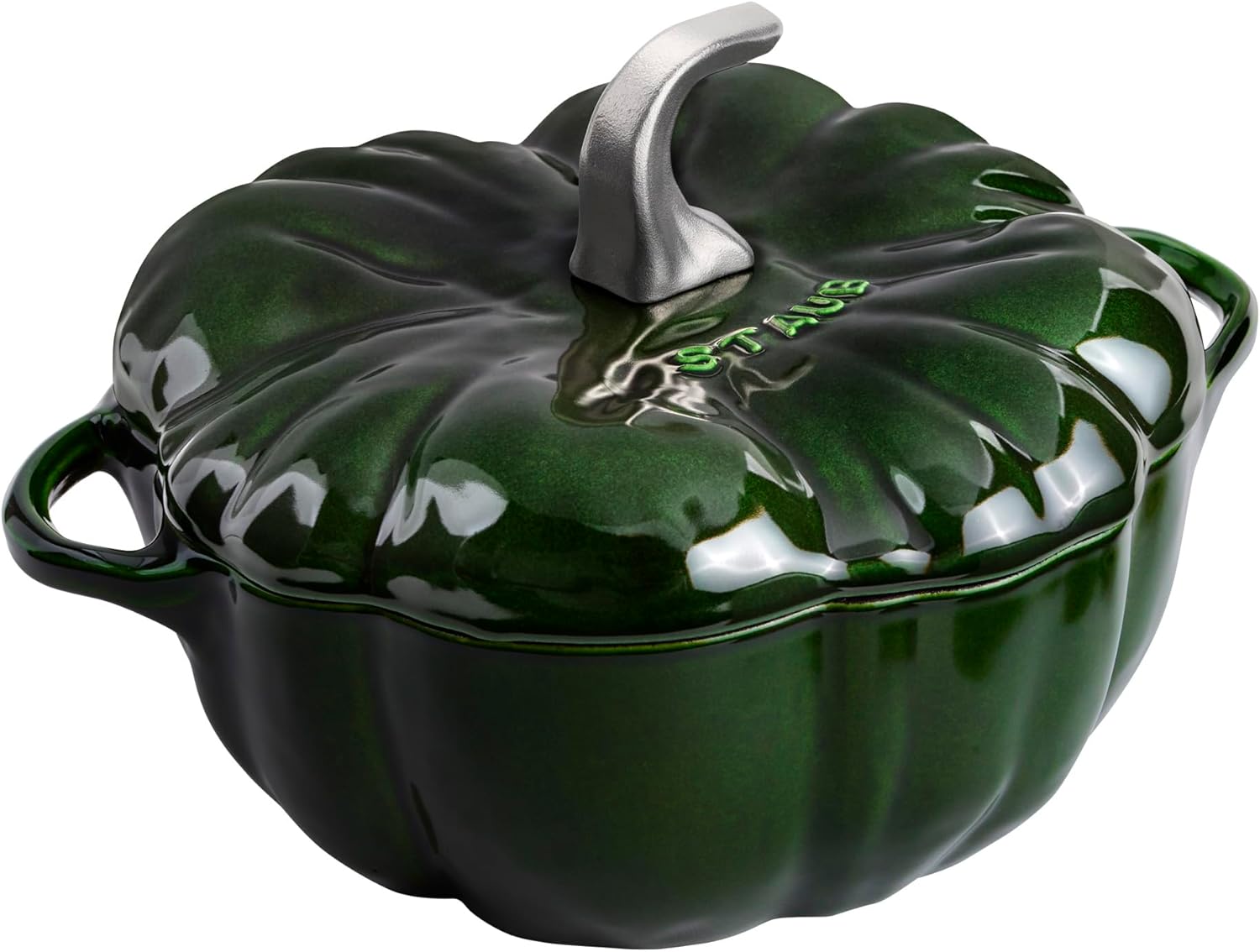 STAUB Cast Iron 3.5-qt Pumpkin Cocotte with Stainless Steel Knob - Basil