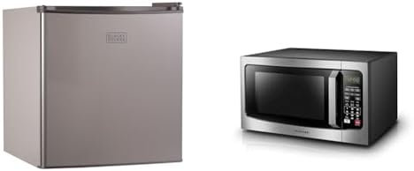BLACK+DECKER BCRK17V Compact Refrigerator Energy Star Single Door Mini Fridge with Freezer & TOSHIBA EM131A5C-SS Countertop Microwave Ovens 1.2 Cu Ft, 12.4
