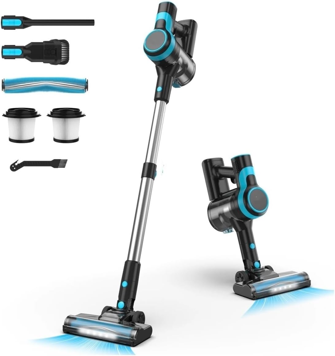 Cordless Vacuum Cleaner 28KPa Powerful Suction 6-in-1 Lightweight Handheld Stick Vacuum 40min Runtime for Bed Home Cleaning V600