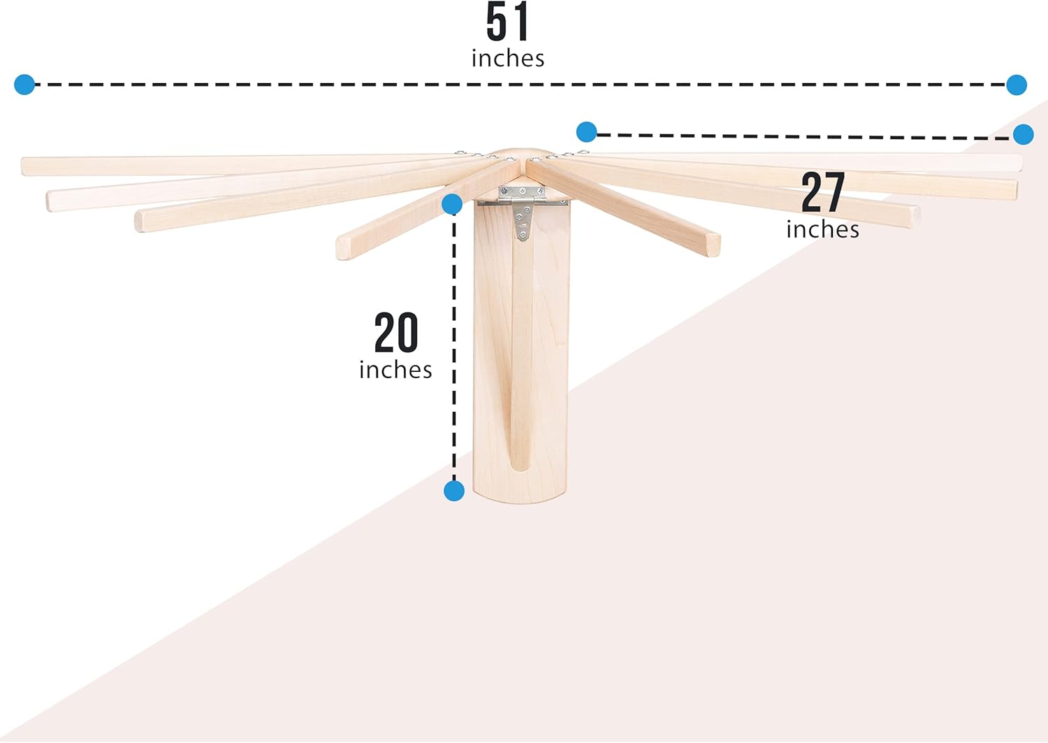 Pennsylvania Woodworks Wall Mounted Clothes Drying Rack - Heavy Duty, Collapsible Laundry Rack for Drying Clothes - Solid Maple Hardwood Foldable Drying Rack - Made in The USA (Large)