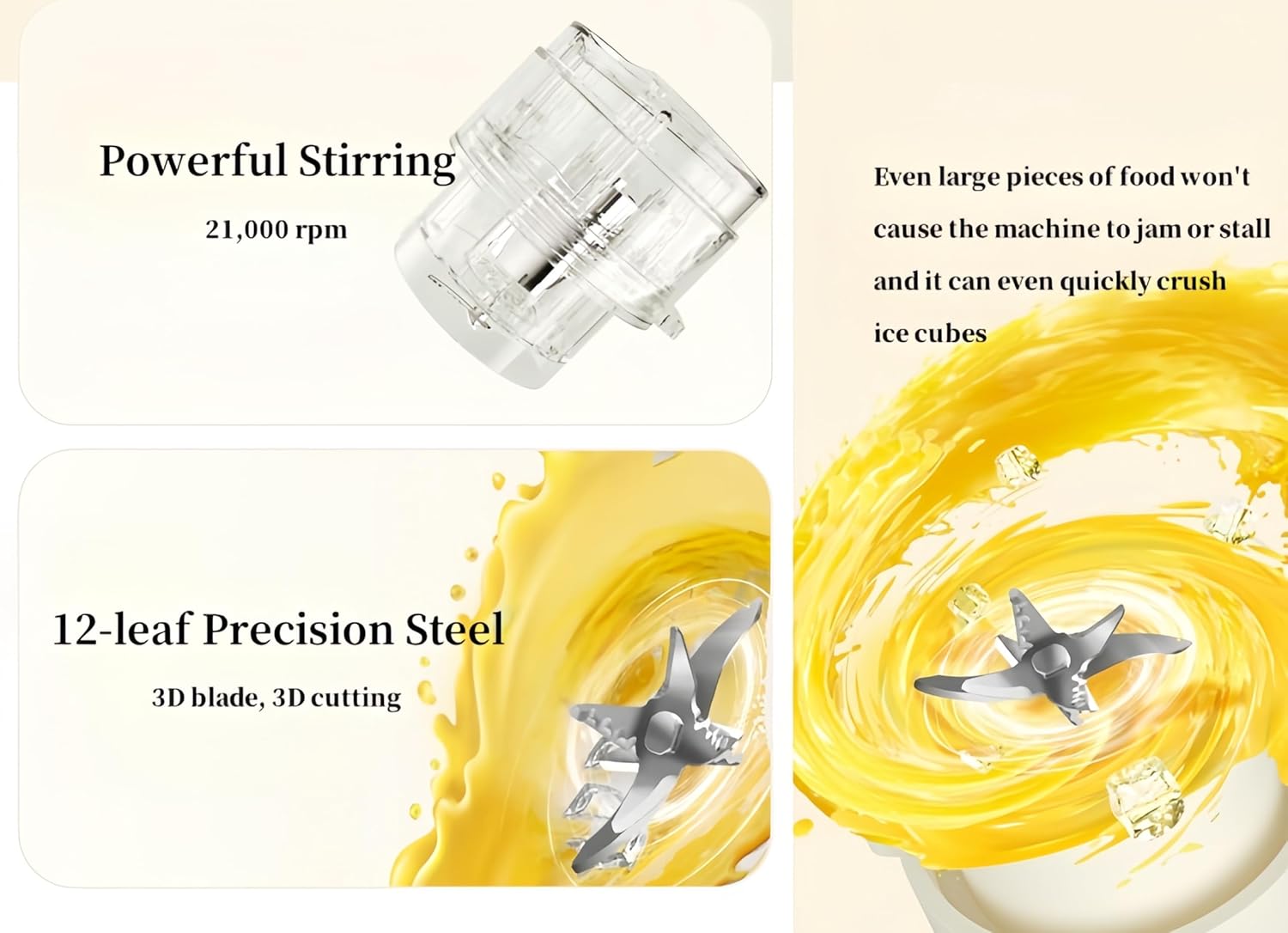 Personal Blender for Smoothies - 40w Mixer Blender with 850ml Capacity, 12-Leaf Stainless Steel Blade, Dual Lids, Type-C Charging, and Auto-Cleaning orange