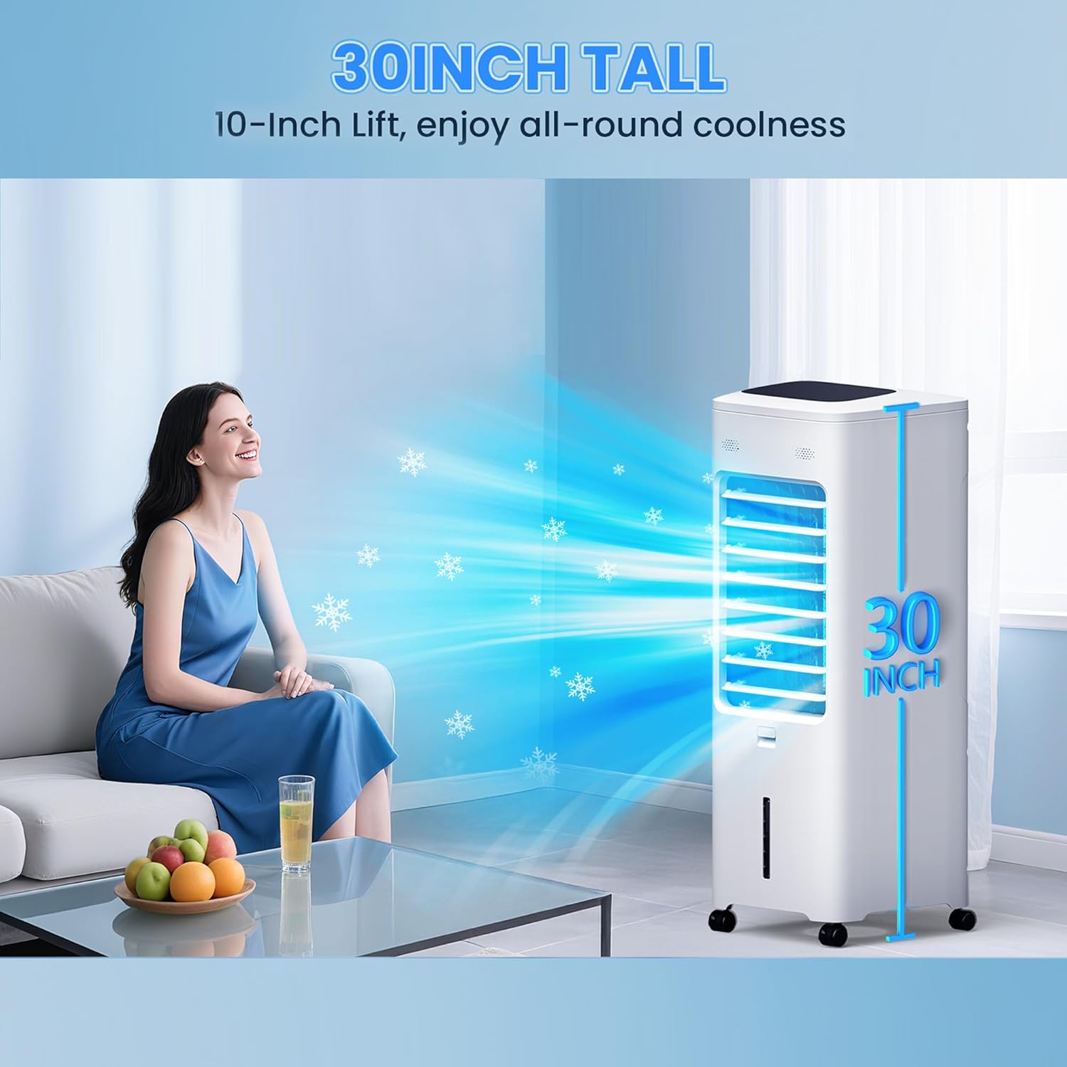 Windowless Air Conditioner Portable, Swamp Cooler Air Conditioner with 2 Gal Water Tank, Ventless Evaporative Air Cooler, 3 Modes, 3 Speeds, Timer, Remote, Swing, Suitable for Home Indoor Bedroom