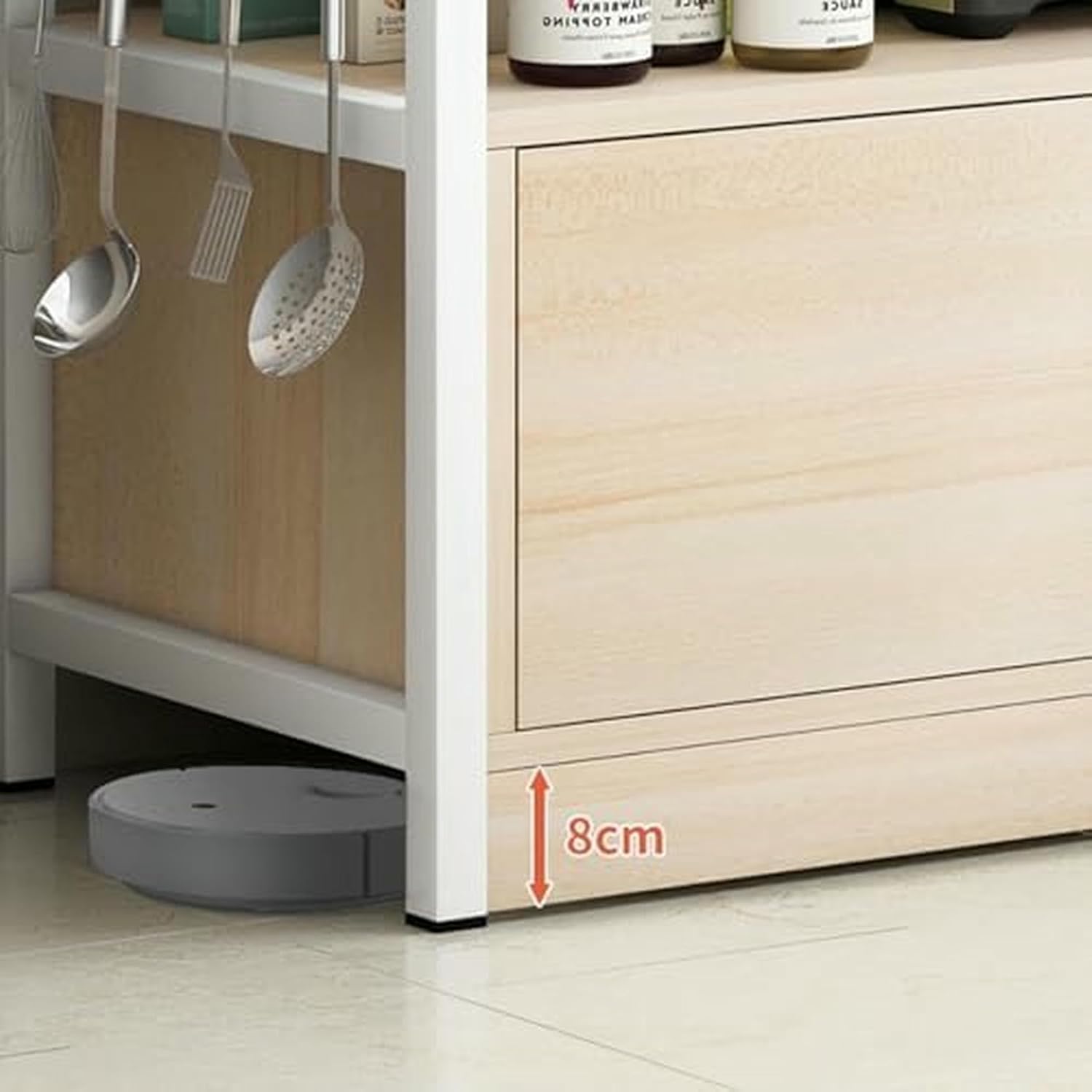 Freestanding Multi-Layer Kitchen Floor Cupboard，Microwave Storage Stand,Kitchen Organizer Shelf, Kitchen Utility Microwave Oven Stand Storage Shelf Industrial Kitchen Baker's Rack Free Stand