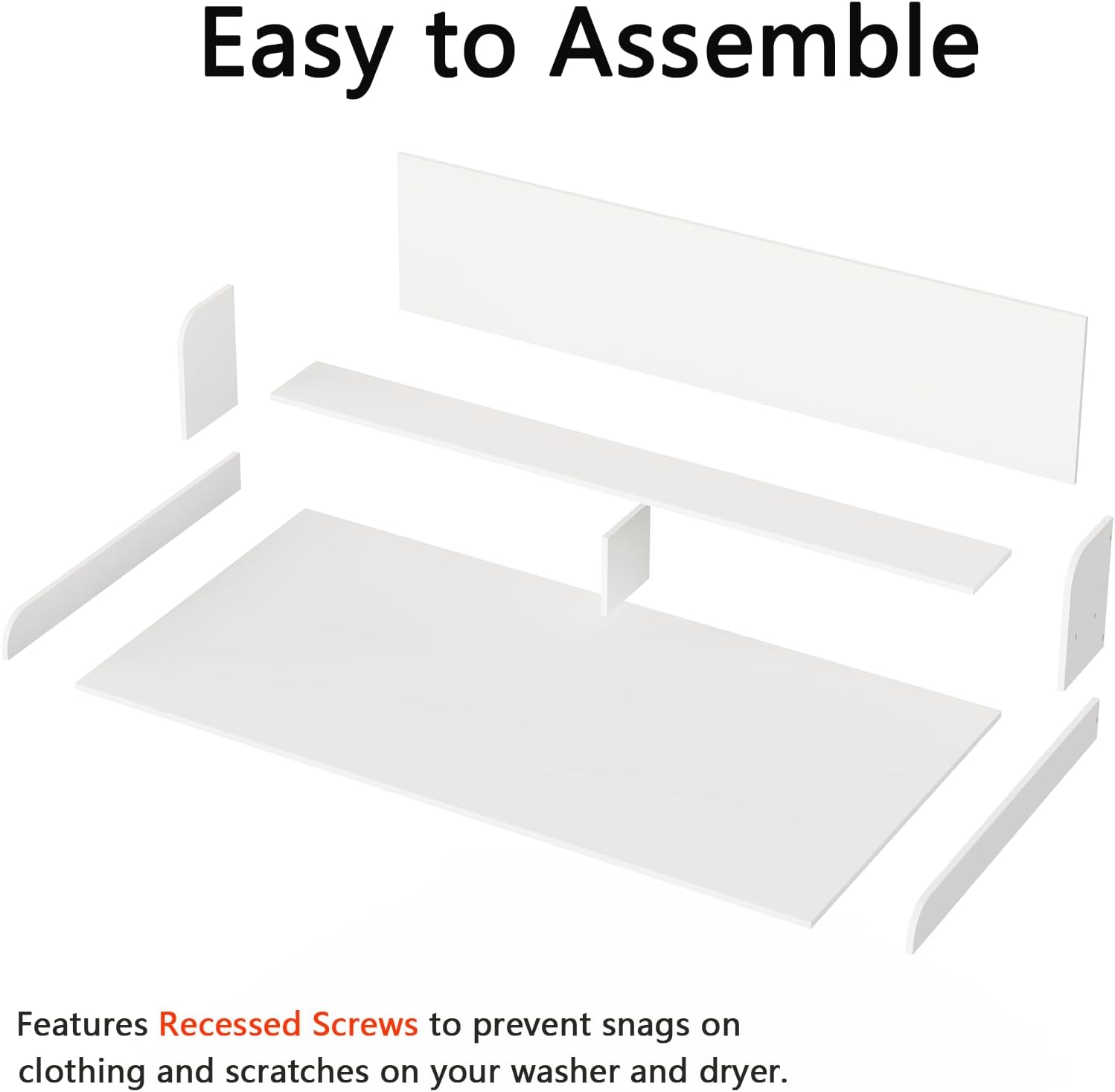 Fabuday 2-Tier Wood Washer Dryer Countertop with Shelf - Two Layers Laundry Topper for Storage & Organization, 54''x27.5''x11.9'' Counter Table with Edge Over Washing & Dryer, Crisp White