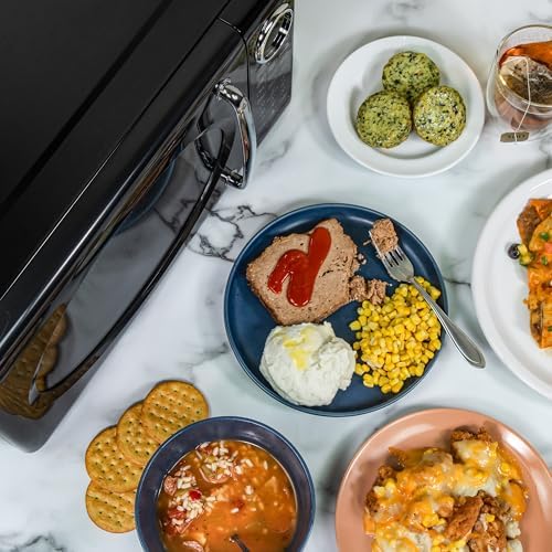 Nostalgia Retro Microwave Oven - 0.7 Cu Ft, 700-Watt Countertop Size with Glass Turntable, Child Safety Lock, 8 Auto-Cook Programs, Digital Clock - Black