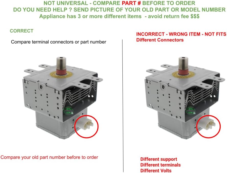W10844213 CKD844213X compatible with Whirlpool, Maytag, KitchenAid, Jenn-Air, Amana, Magic Chef, Admiral, Norge, Roper, Kenmore, and others Microwave Magnetron fits old number W10844213