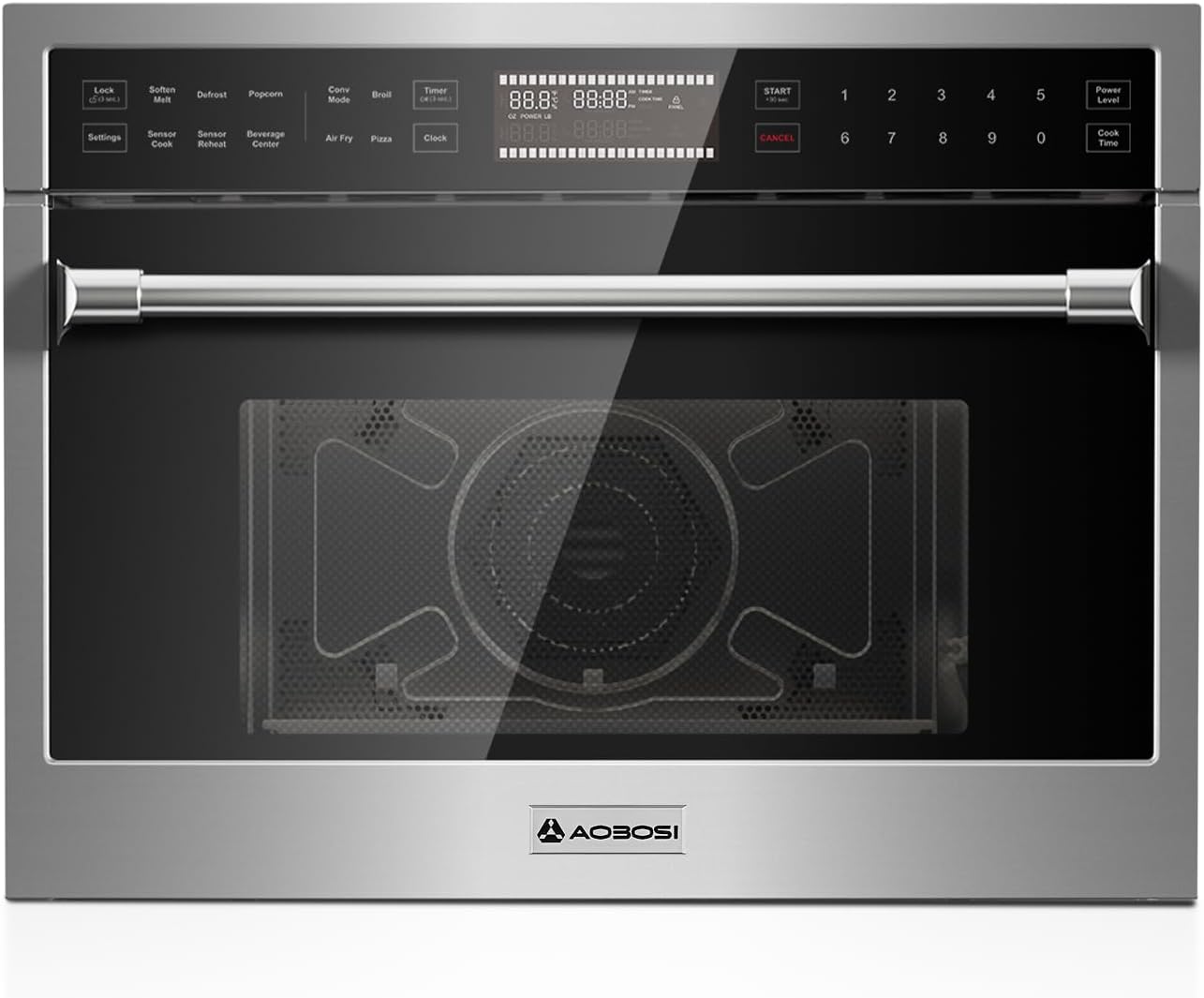 AAOBOSI 24Inch 1.6 Cu.Ft Microwave Ovens Air Fryer Combos, Sensor&Auto Cook, Convection Oven 8 Cooking Modes, Tempered Glass,1000W Power