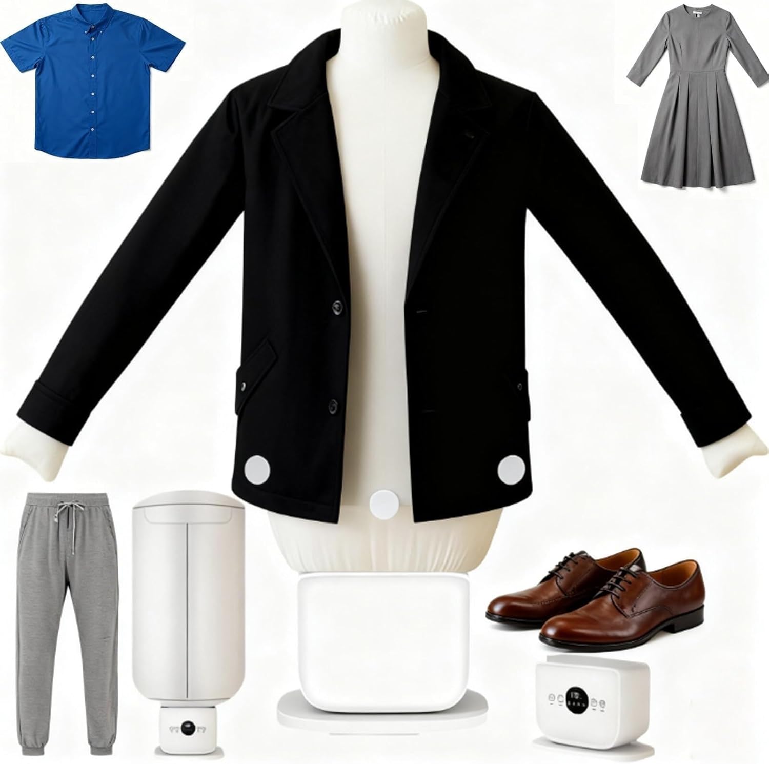 Automatic Ironing Machine Inflatable Hot Air Dryer/Iron & Garment Steamer, 4 in 1 Hands Free Care for Clothing/Shoes