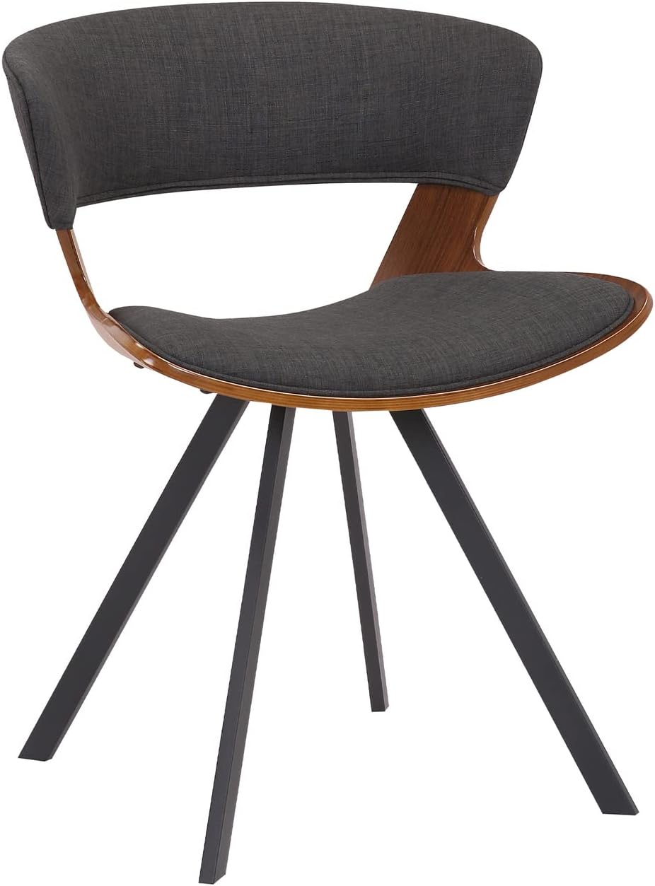 Armen Living Ulric Wood and Metal Modern Dining Room Accent Chair, Charcoal/Walnut 22 x 29 x 21.5