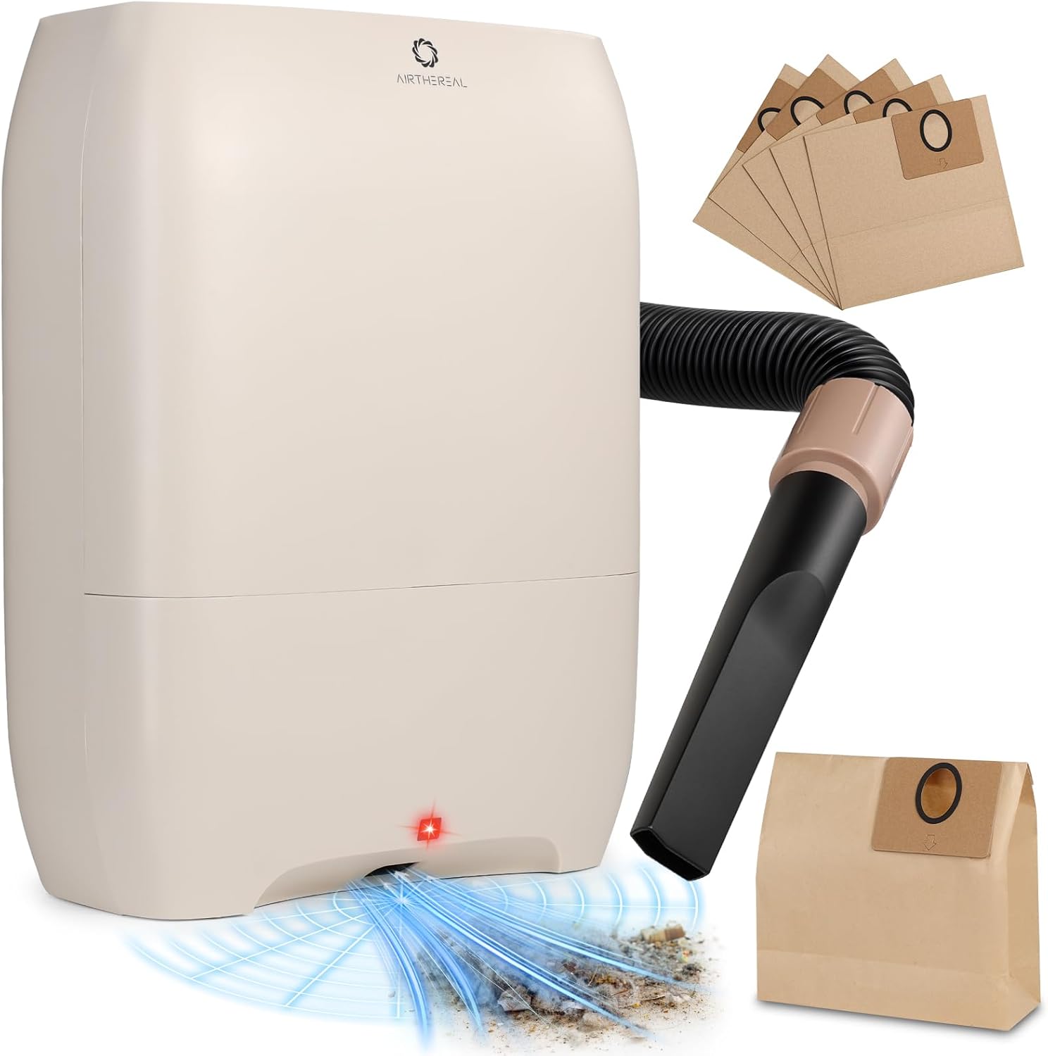 AIRTHEREAL T1 Plus Touchless Vacuum Automatic Dustpan with 6-Pack Disposable 4.7L Dust Bags, 3 Suction Modes, HEPA Filter, Ideal for Pet Owners, 20Kpa 1500 Watt Powerful Suction for Kitchen, Salon