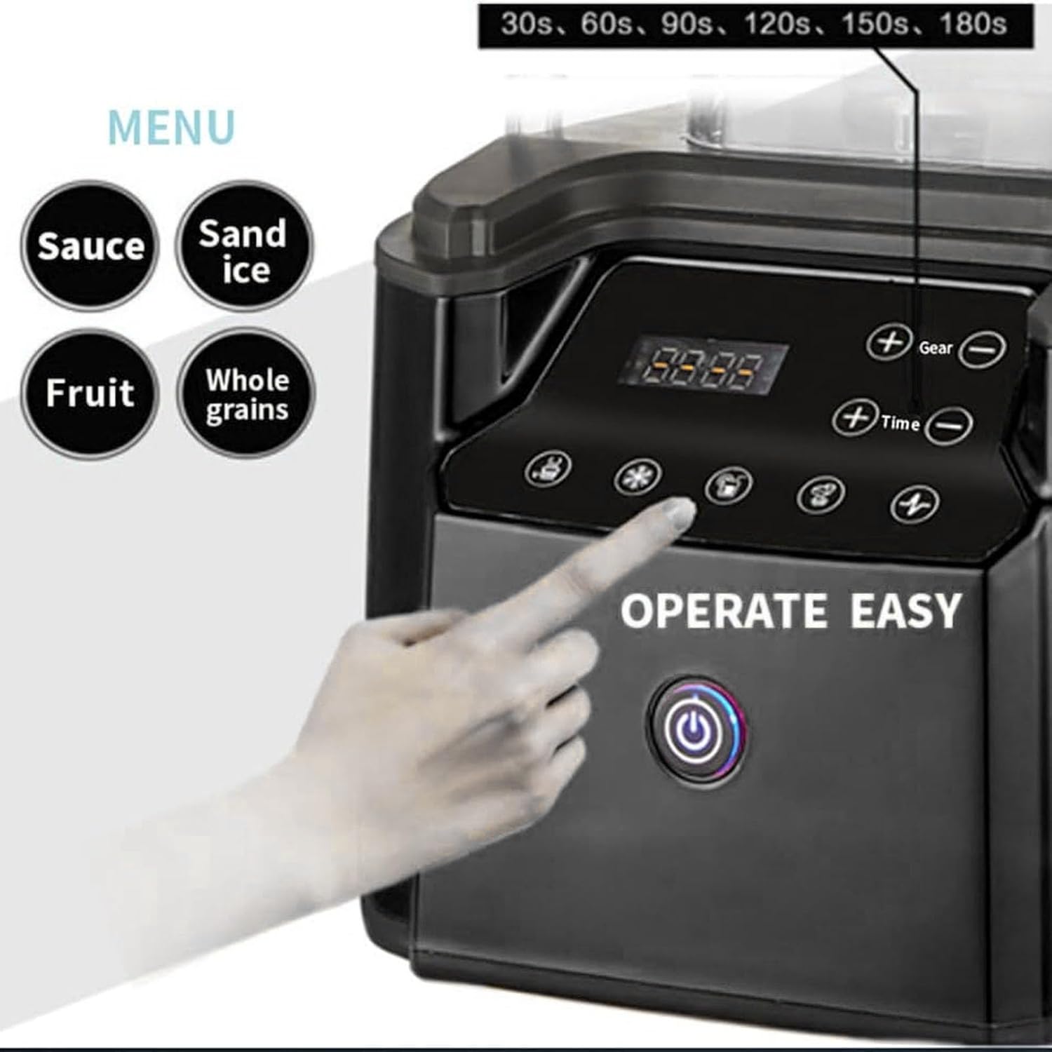 Commercial Stand Mixer, 2.2L Electric Blender Smoothie Maker with 110V-240V 18000-30000RPM Capacity Soundproof Hood 5 Presets for Kitchen Milk Tea Coffee Dessert Leisure Shop