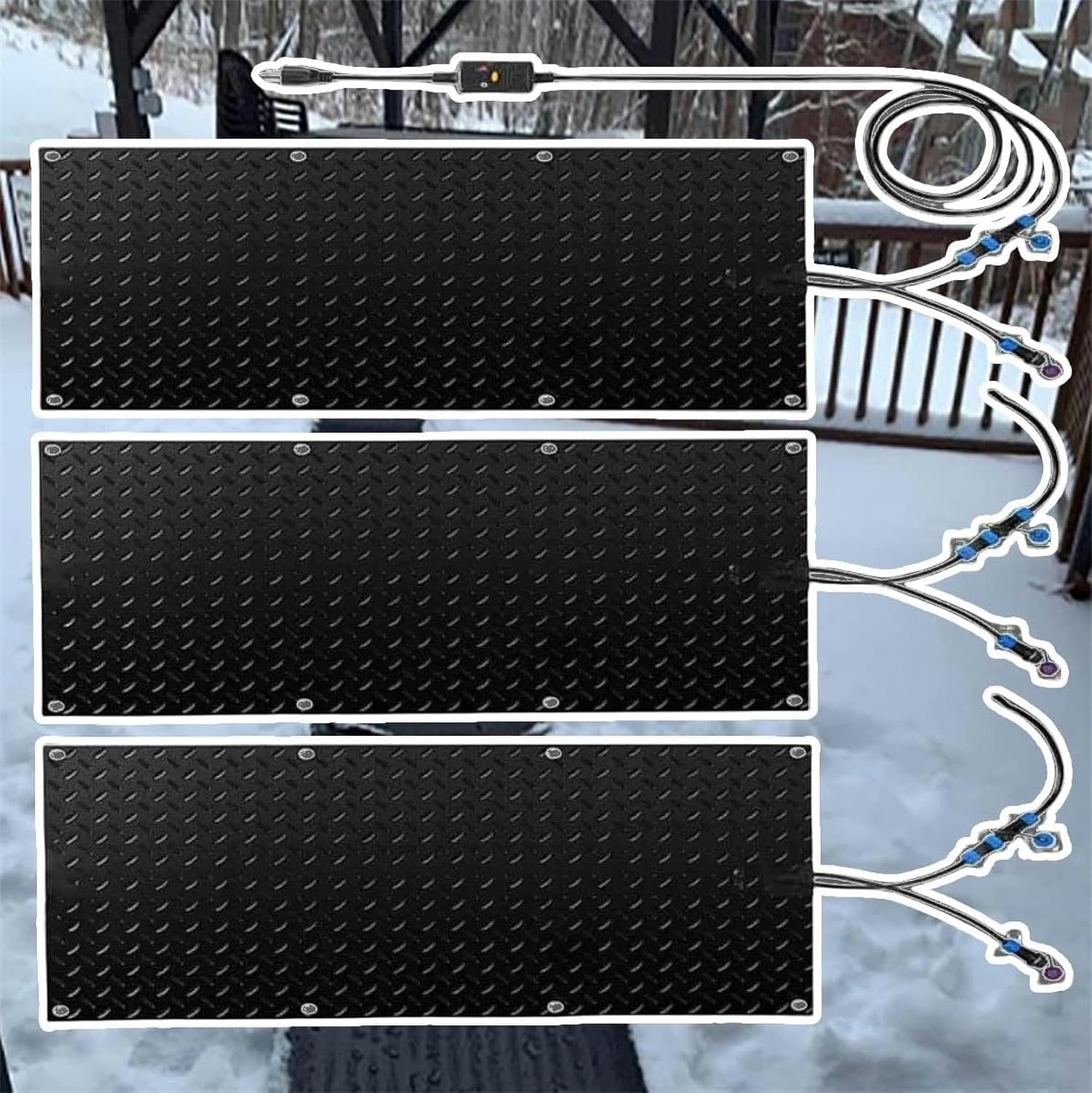 AMNOOL Snow Melting Walkway Mat Roof Heat Panel for Ice Dams Non Slip Rubber Heated Mat Black Roof Heated Outdoor Mats for Winter