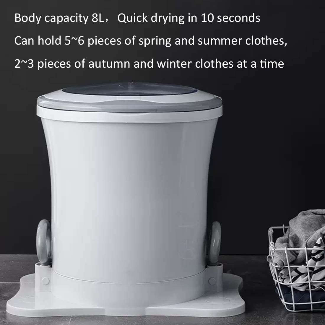 Manual Clothes Dryer Foot Powered Washing Machine Portable Draw Cord Dryer Non Electric 8L Washing Capacity Washing Dehydrator for Camping Apartments Dorms College(Light Blue)