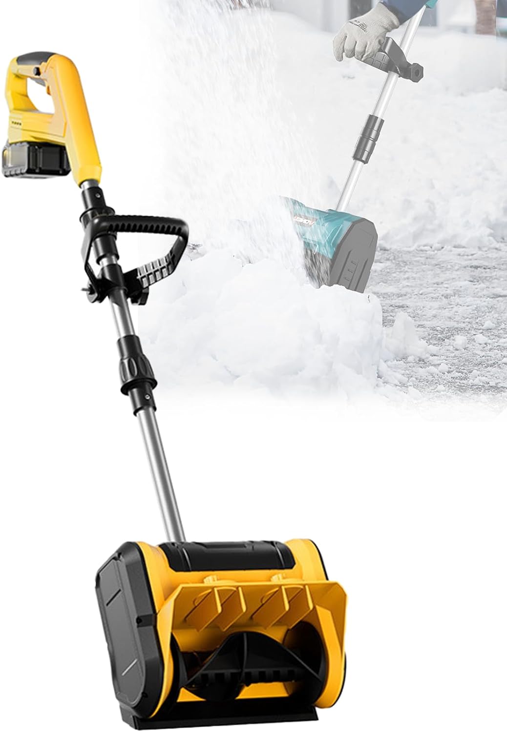 Cordless Electric Snow Shovel with Battery Charger, Wireless Snow Blower Thrower Powered, Detachable Brushless Snow Removal Tool Kit (Goggles Gloves) for Snow Clean 15sections