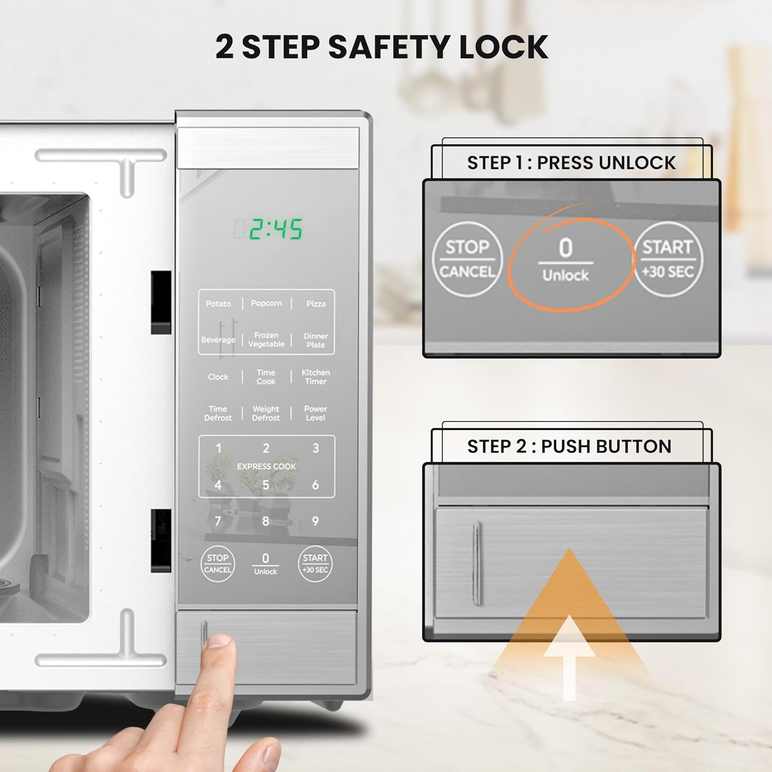Total Chef 0.9 Cu Ft Microwave Oven – Compact Countertop Microwave, Small Stainless Steel Kitchen Appliance with Digital Touch, Pre-Set Functions, 10.6” Turntable, 900 Watt, Microondas Pequeños