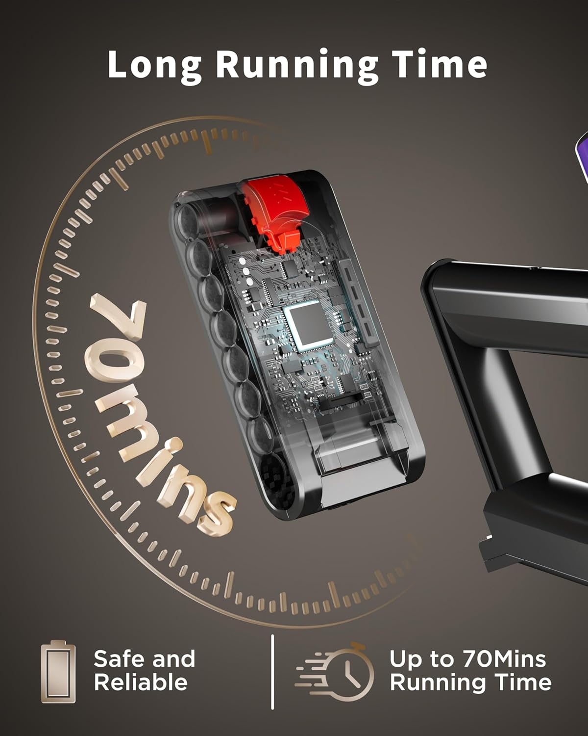 Cordless Vacuum Cleaner, 650W 50KPA 70Mins, Upgraded Vacuum Cleaners for Home, Self-Standing Stick Vacuum with Anti-Tangle Brush, LED Touch Screen for Hardwood/Carpet/Pet Hair/Car