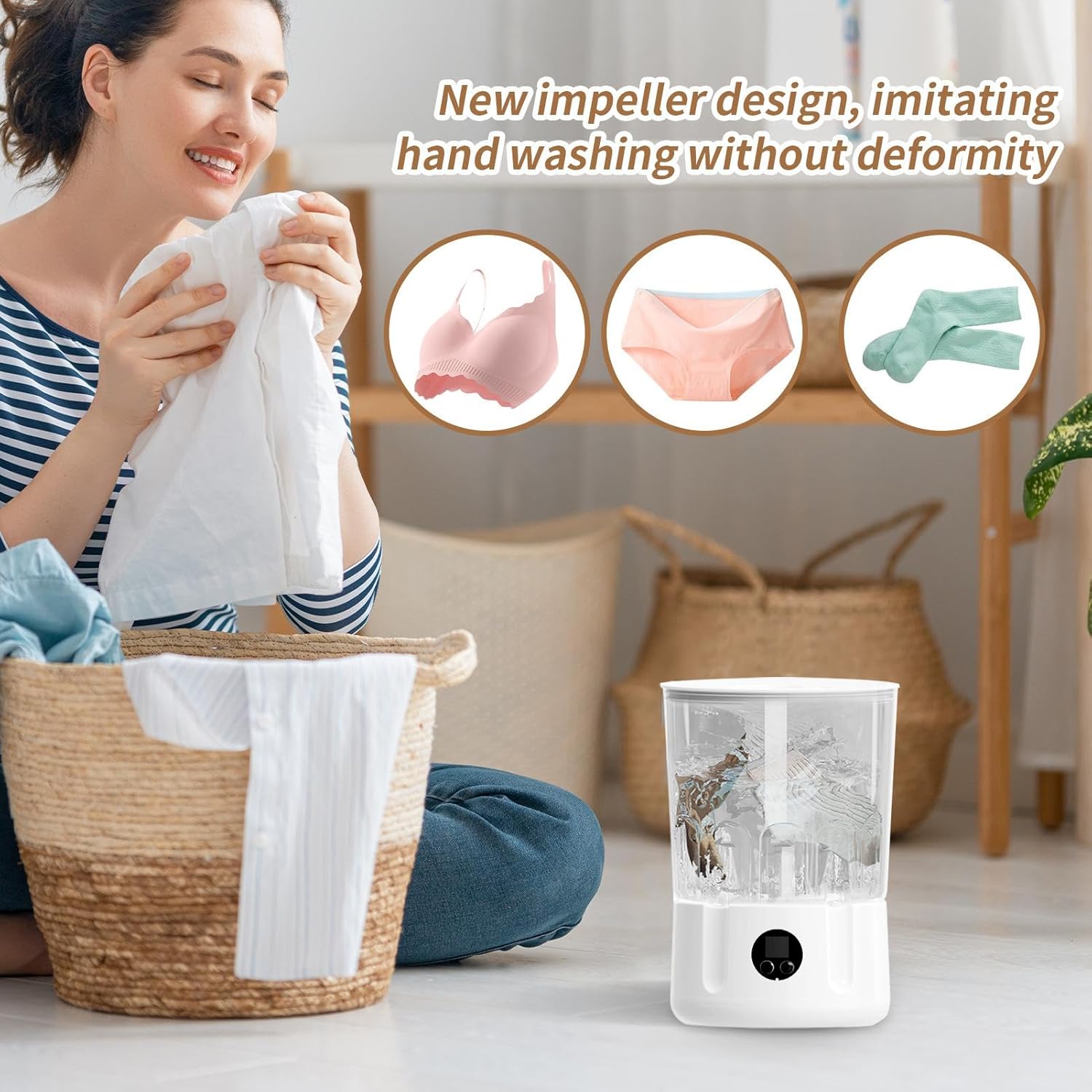 Portable Washing Machine | 2L Portable Washer Compact Washing Machine | Rechargeable Laundry Cleaner Cleaning Supplies for Camping Beach Outdoor Apartment Home Hotel RV Dorm