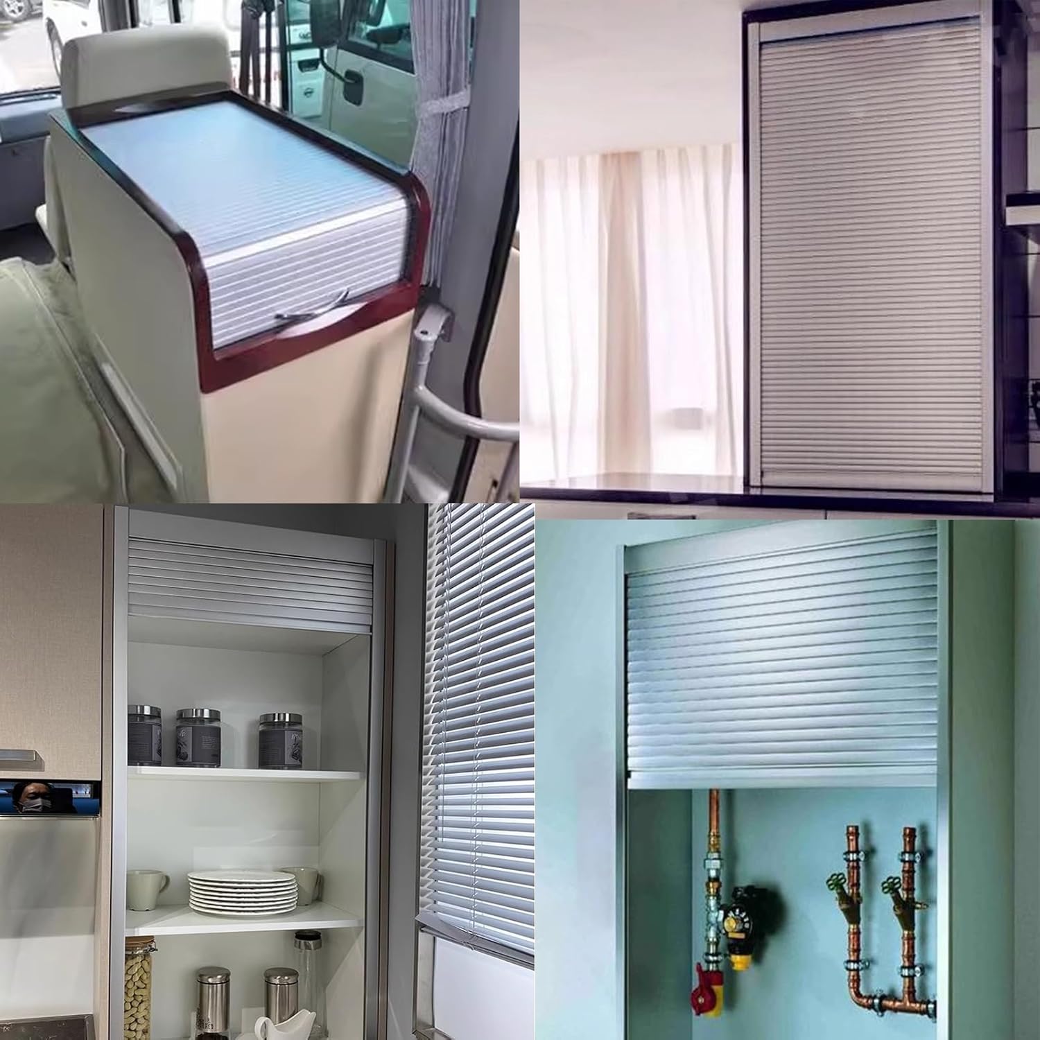 16 20 24 28 32 34 36”Wide Small Roll Up Folding Doors, Retractable Sliding Tambour Cabinet Door with Track for Kitchen/Appliance Garage/Campervan(16x33inch/40.6x83.8cm)