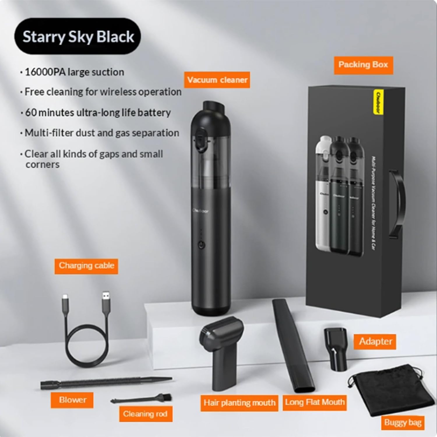 APLUSH Mini Handheld Vacuum Cordless,Car Vacuum Cordless Rechargeable with 65Db Ultra Low Noise,Portable Hand Held Vacuum for Dust, Sand, Crumbs,Home Small Dust Buster,Black