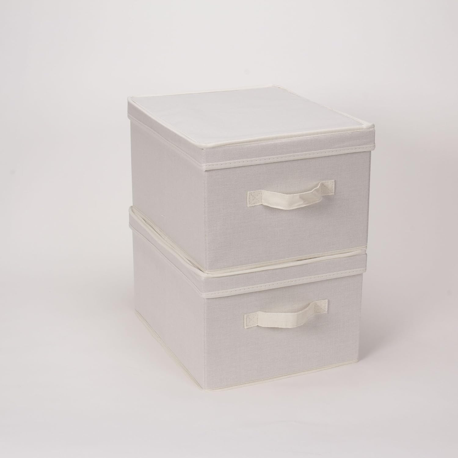 Household Essentials 113 Storage Box with Lid and Handle - Natural Beige Canvas - Large