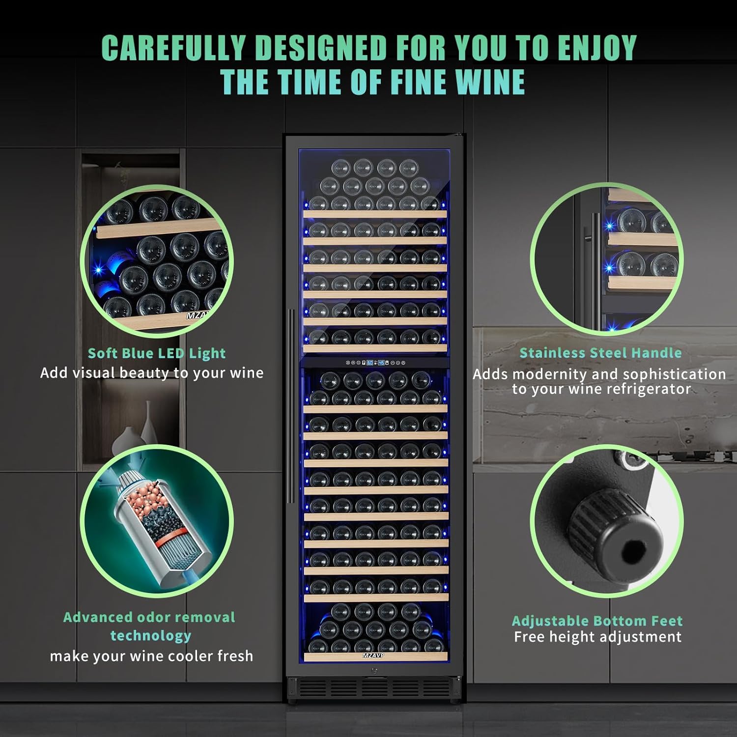 24 Inch Wine Fridge & 30 Inch Wine and Beverage Refrigerator with Upgraded Compressor, Intelligent Temperature Memory, Freestanding or Built-In Dual Zone Wine Cooler Black