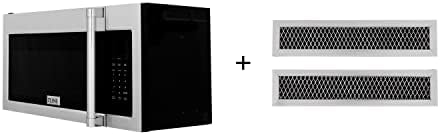ZLINE 30 in. 1.5 cu. ft. Over-The-Range Microwave in Satin Stainless Steel with Traditional Handle and Set of 2 Charcoal Filters (MWO-OTRCFH-30-SS)