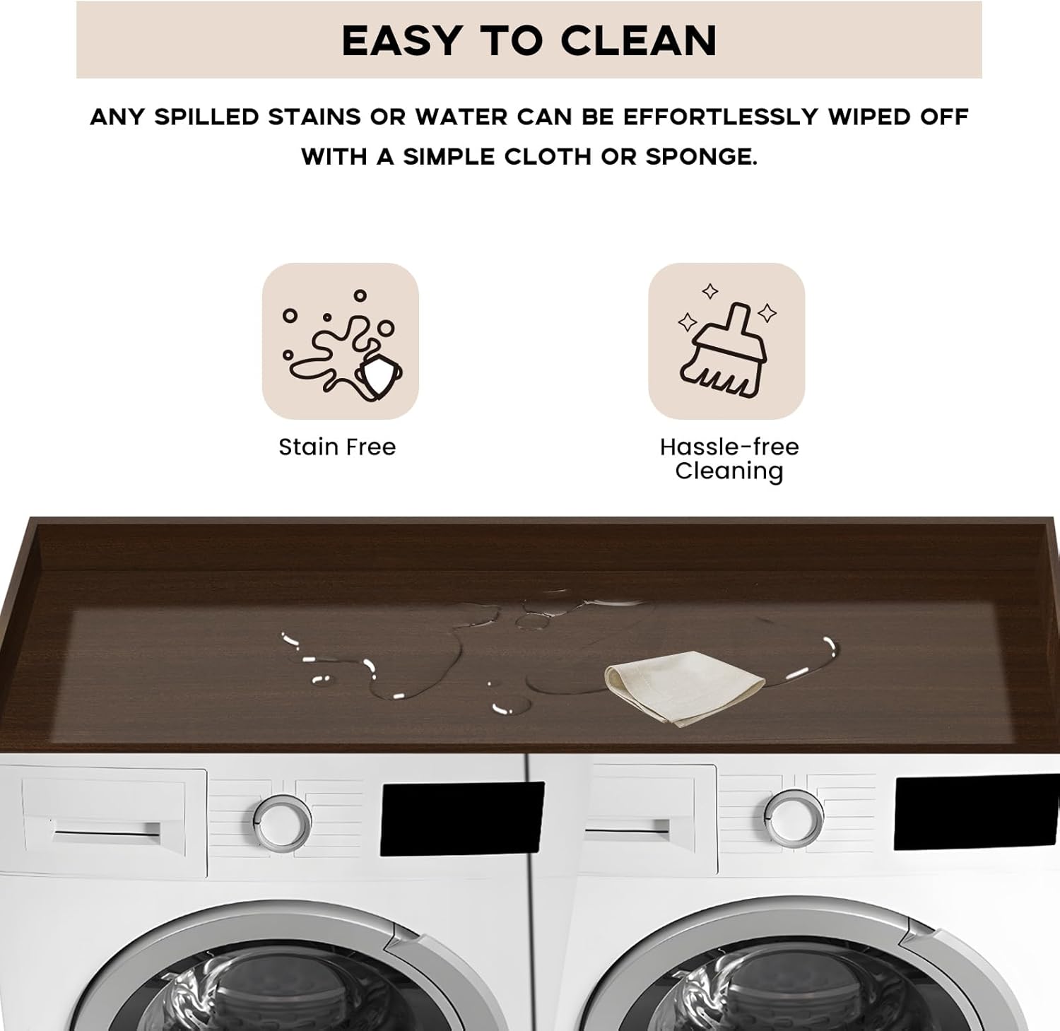 Washer Dryer Countertop,Laundry Countertop with Edge Rails,27.5