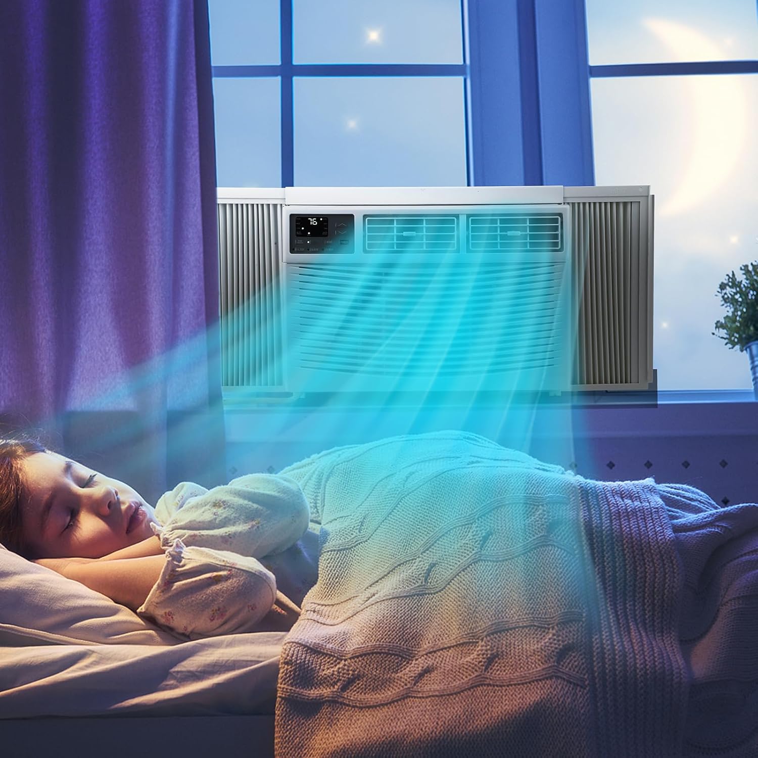 Window Air Conditioner, 10,000 BTU, Cools 450 Sq.ft, 3 Cooling & Fan Speeds, Window AC with Remote/App Control, Energy Saving, 110-115V