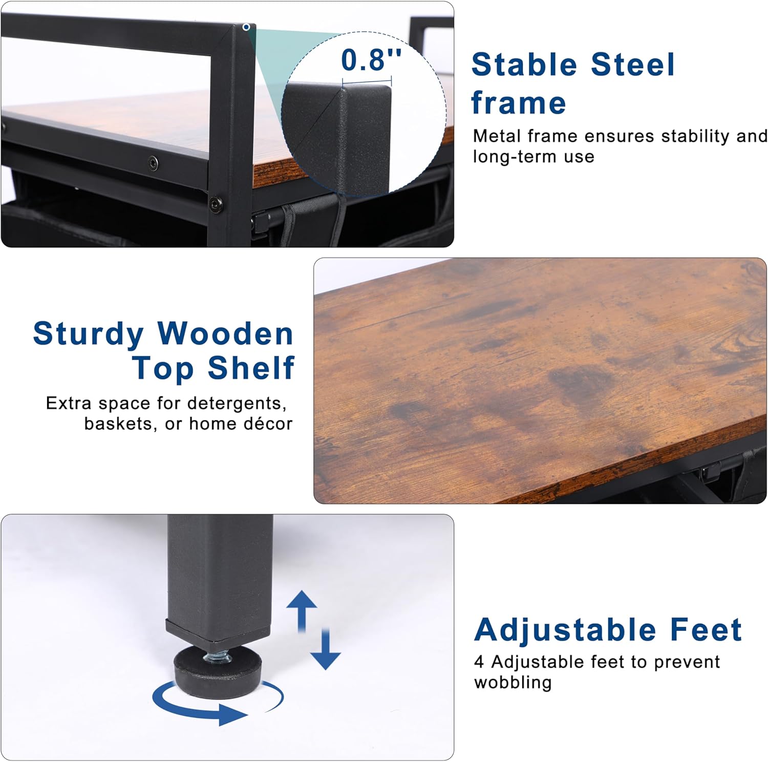 Whitmor Laundry Sorter, 92L Laundry Hamper with Shelf & 2 Removable Bags, 2 x 12.1 Gallons (46L), 28.8 x 13 x 28.4 Inches, Dirty Clothes Hamper Organizer for Laundry Room, Bathroom, Dorm, Black