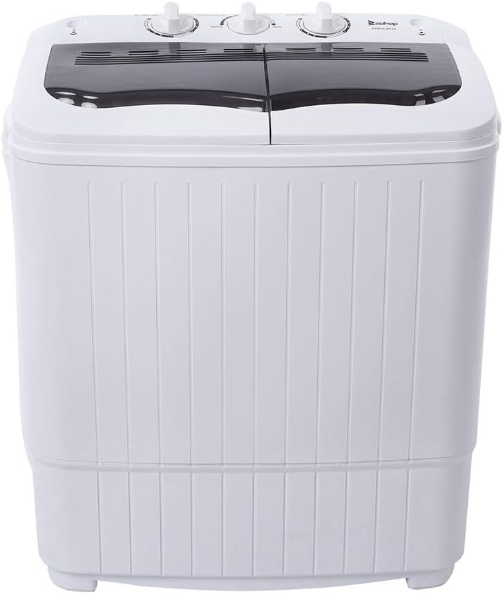 Compact Portable Washing Machine, 14.3lbs Twin Tub Washer Mini Compact Laundry Machine with Drain Pump, Semi-automatic sWasher Spinner Combo for Dorms, Apartments, RVs