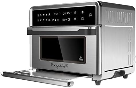 Megachef 10 in 1 Electronic Multifunction 360 Degree Hot Air Technology Countertop Oven, Silver Chrome