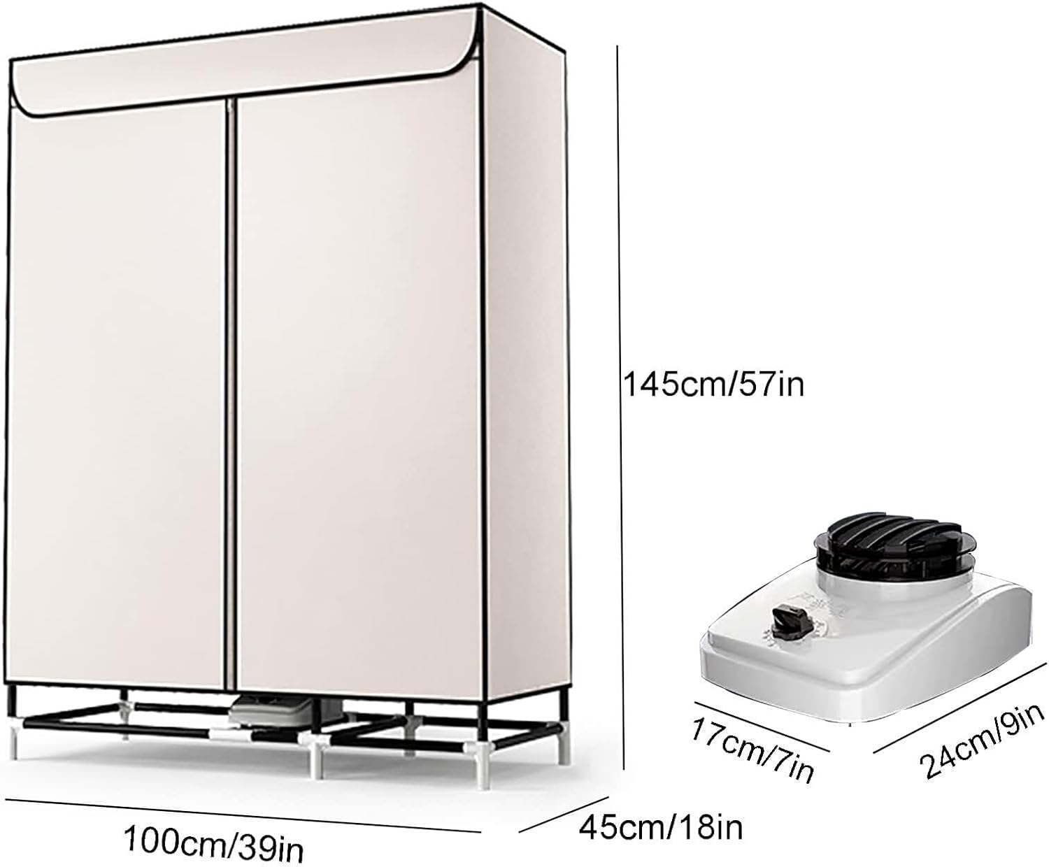 Heated Clothes Dryer 850W Energy-Efficient Electric Clothes Dryer 30kg Large Capacity Heated Clothes Airer, 220V Stainless Steel Household Dryer with Dustproof Cloth Curtain(Brown,Standard)