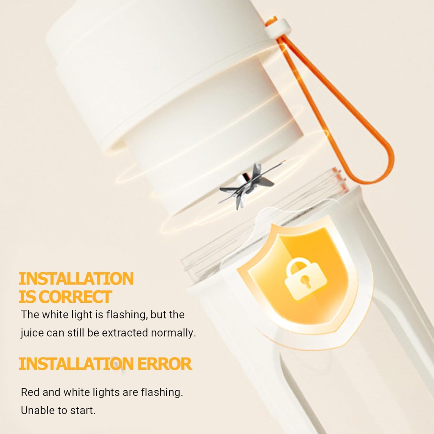 Portable Blender 450ml/15oz Wireless Fast Clear Juice Blender with Safety Lock & Strap Keep Fresh for Home, Office, School, Travel Personal, Mini, Single Serve, Small Ble