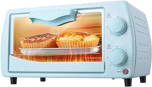 12L Mini Oven Adjustable Temperature 0-230℃ and 60 Minutes Timer Three-Layer Baking Position Household Baking Multi-Function Fully Automatic Electric Oven Baking Cake Bread Pizza with Access (Blue)-1*