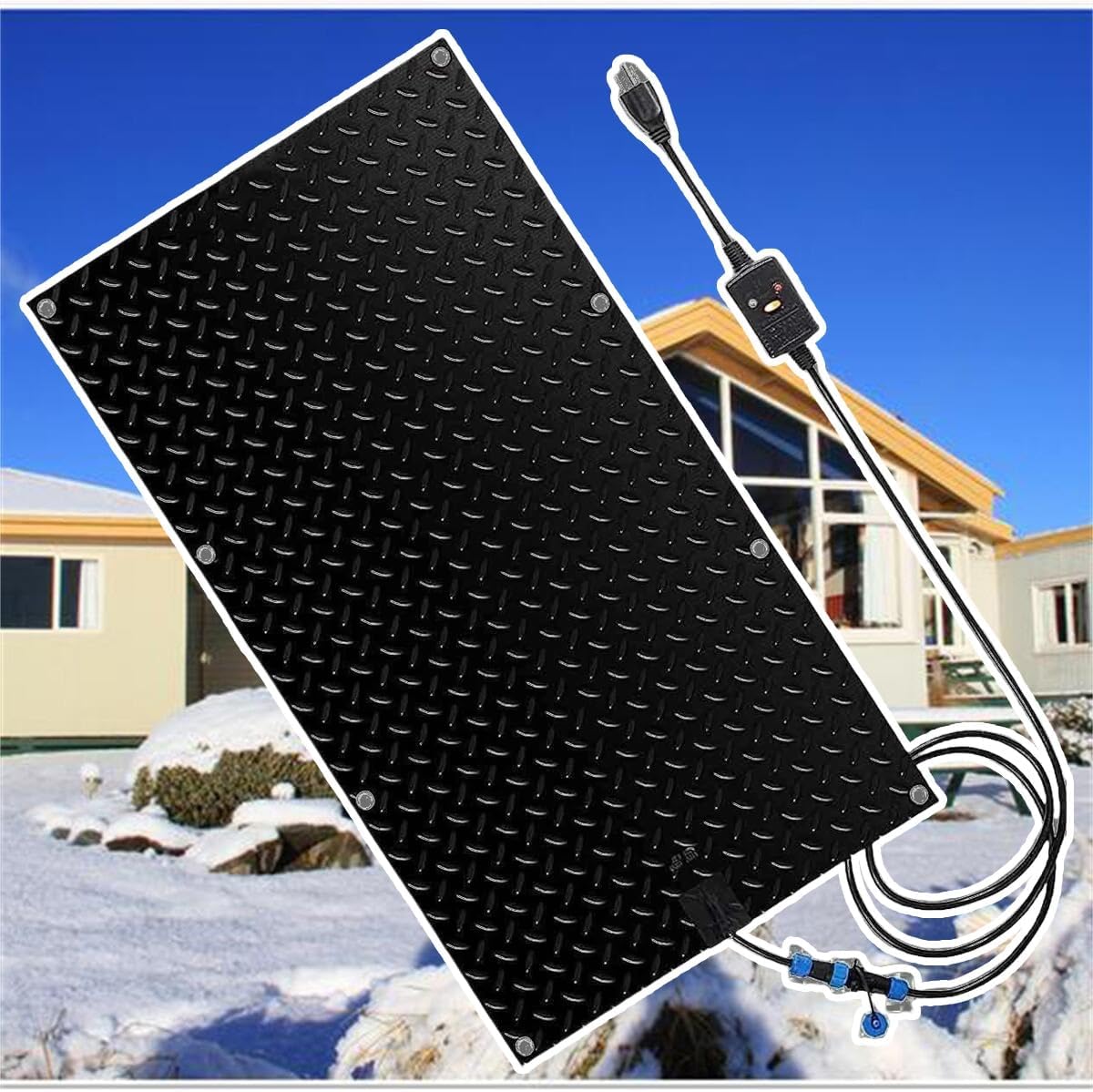 Heated Snow Melting Mats for Entrances - 1/2/3/4/5 pcs Snow and Ice Melting Mat for Winter Outdoor Stairs, Steps, Doorways, Walkways, Driveway for Extra Traction, Winter Outdoor Snow(1 Pcs,10x