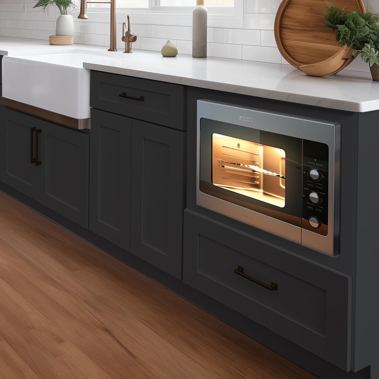 Microwave Base Cabinet – Solid Wood Shaker Style Kitchen Storage Base Unit with Drawer & Soft-Close Doors, RTA Pantry Cupboard for Dining Room, Coffee Bar 30