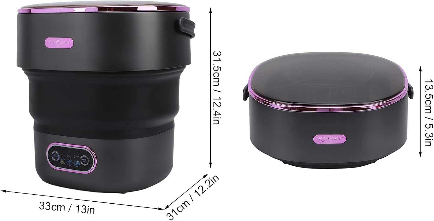 13L Foldable Clothing Washer, with Drain Hose Full Automatic Portable Mini Laundry Machine for Apartment Dormitory Hotel (US Plug)