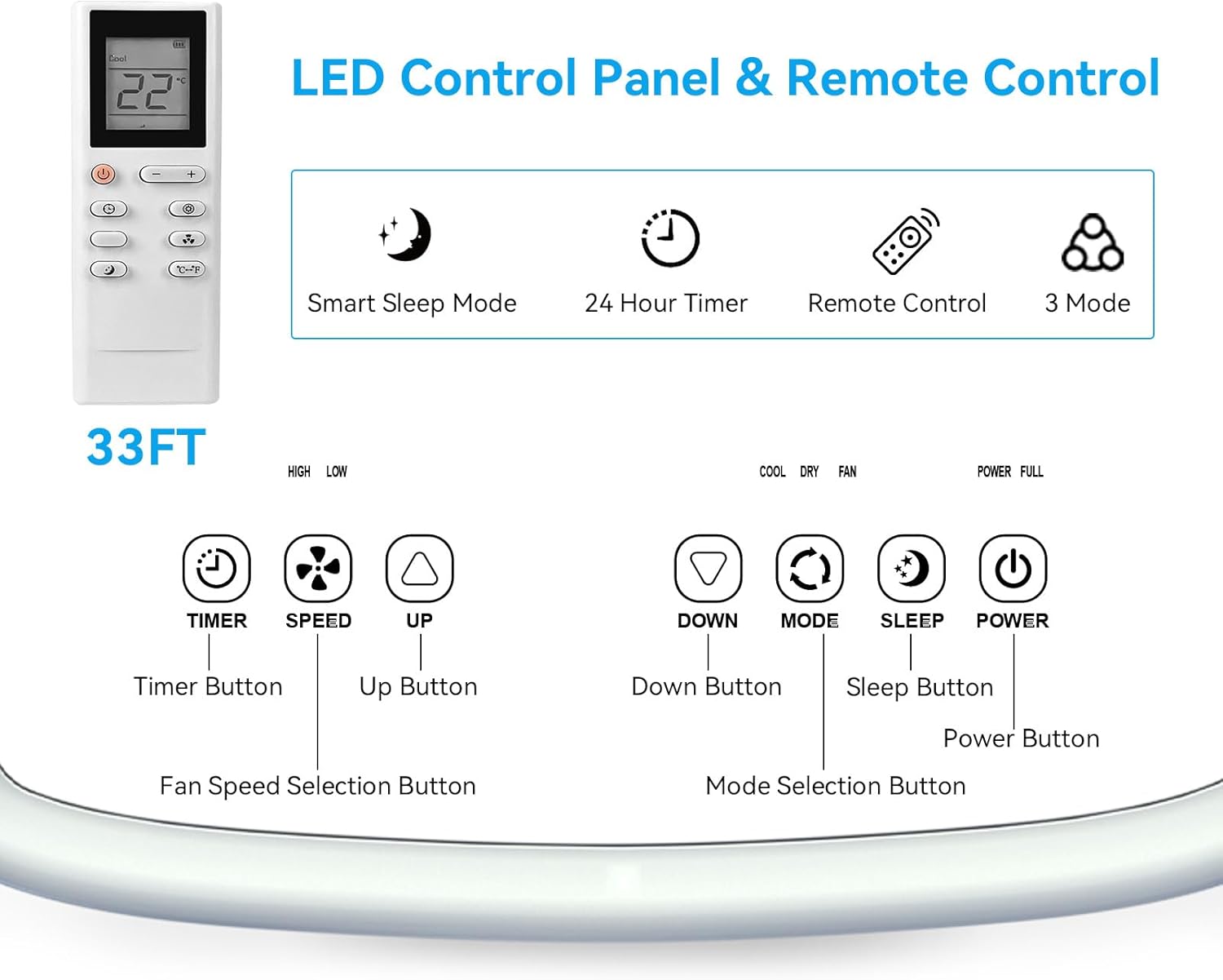 Portable Air Conditioners,8500 BTU air conditioner Cools Up to 360 Sq. Ft. 3 in 1 Portable AC with Remote Control,24H Timer, Smart Sleep Mode,Window Installation Kit & Filter Cleaning Brush