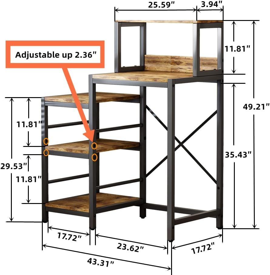 6-Tier Mini Fridge Cabinet Microwave Stand Baker Rack, Mini Fridge Stand with Storage Shelves, Microwave Oven Stand, Utility Storage Shelf for Kitchen, Living Room, Dorm, Patio.(Brown)
