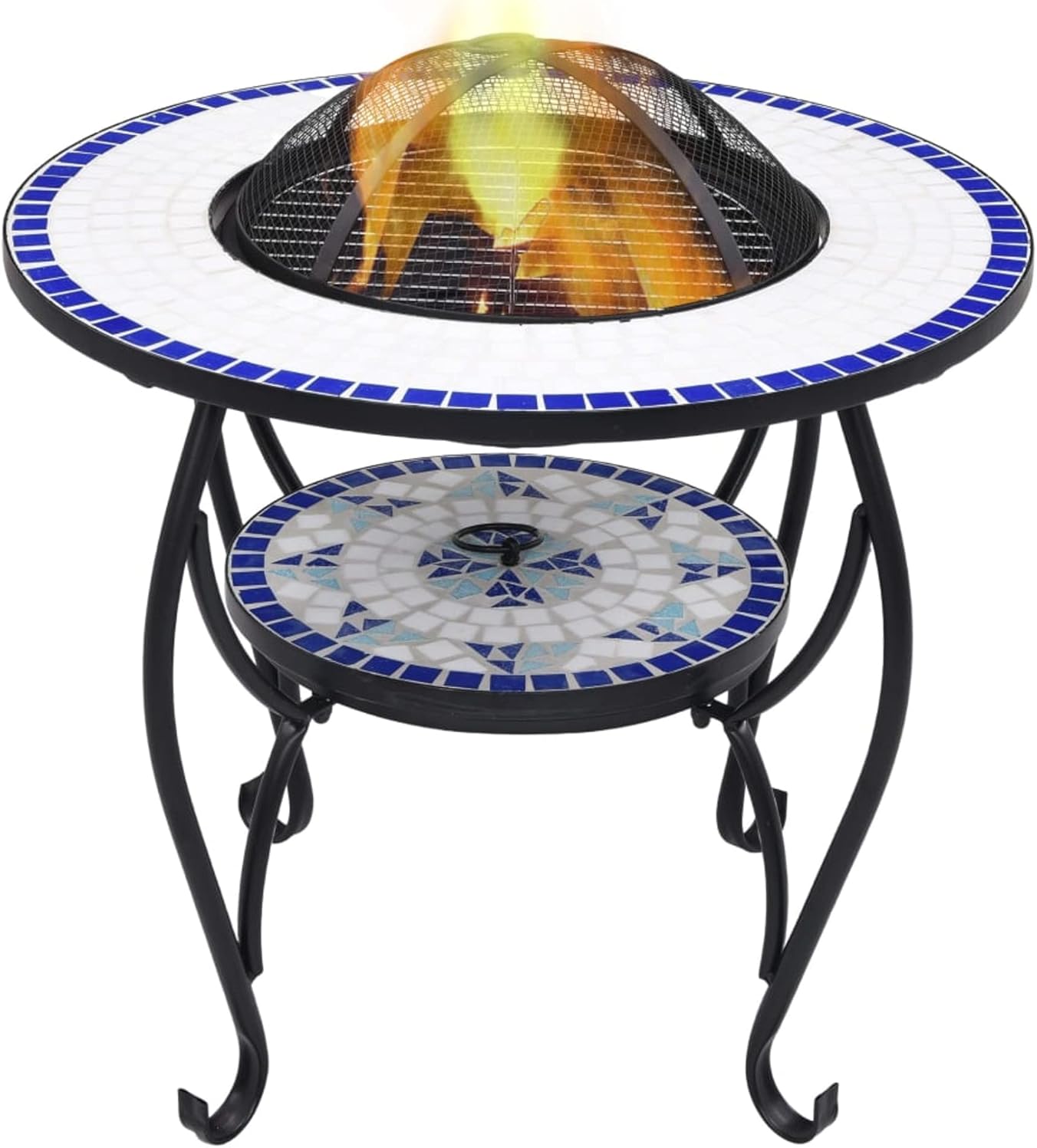 Mosaic Fire Pit Table Blue and White 26.8