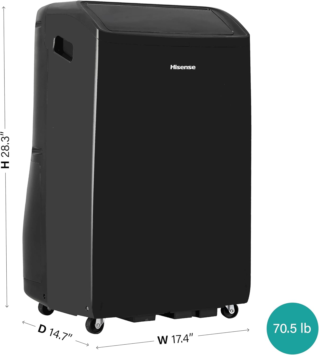 Hisense 10,000 BTU Smart Portable Inverter Air Conditioner with Quiet, High Efficiency Operation and Wi-fi Controls, AC Unit for Apartment, Living Room, Medium Rooms up to 450 Square Feet in Black