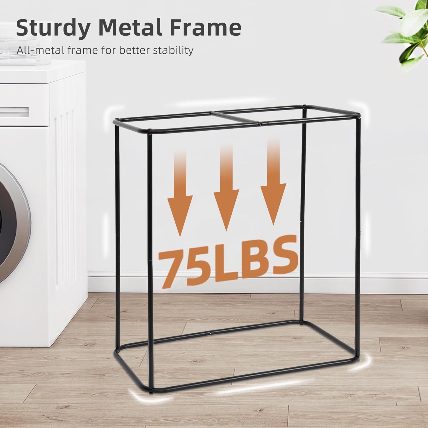 STORAGE MANIAC Double Laundry Hamper, 136L Laundry Sorter with Lid and Removable Bags, Clothes Hamper, Large 2 Section Clothes Basket with Handles for Small Space, Dorm, Closet, Bathroom, Beige