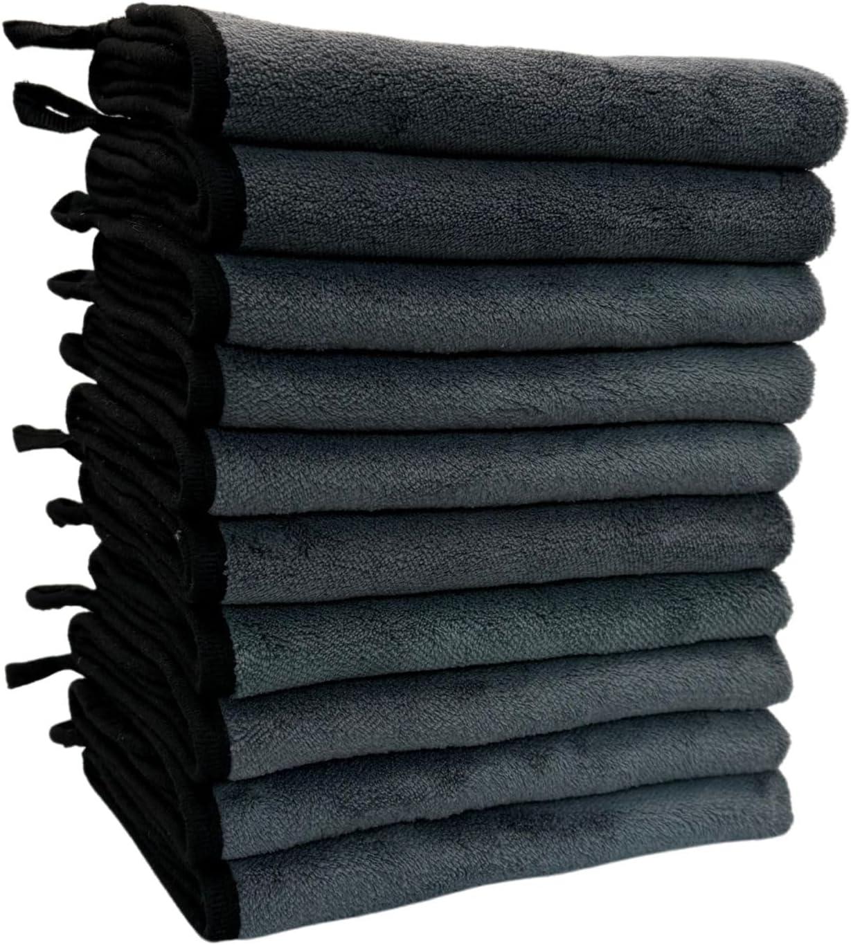 Deluxe Premium Microfiber Towels (Pack of 10) Ultra-Absorbent Soft Polishing Drying Cleaning Washable Durable Thick Professional Car Wax Cloth Household Cleaning 600GSM Dual-Sided Gray Yellow