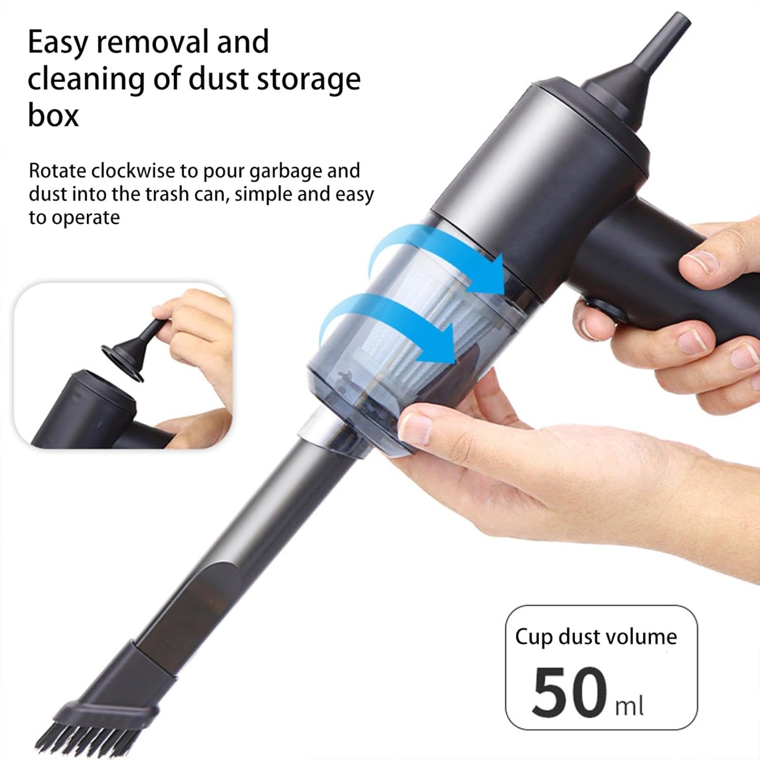 Car Vacuum Cleaner 3000PA High Power Portable Wet Dry Vacuum Cleaner for Home Office - Low Noise Handheld Vacuum Cleaner with Multi-Nozzles