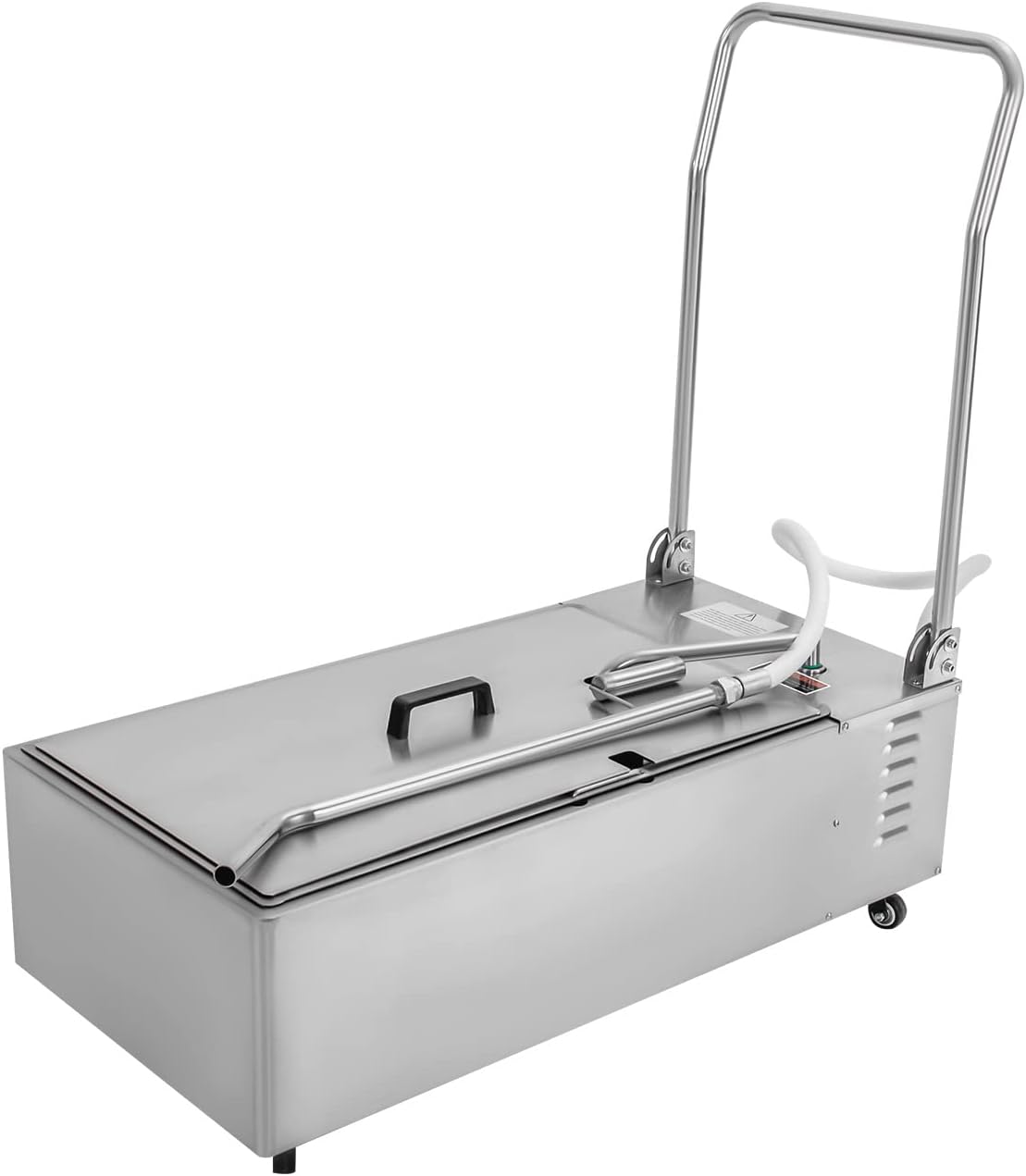 55L Mobile Fryer Oil Filter, Mobile Oil Filtration System Cart with Foldable Handle, 370W Stainless Steel Commercial Mobile Oil Filtration System, for Restaurant,Burger Store, Home, Hotel