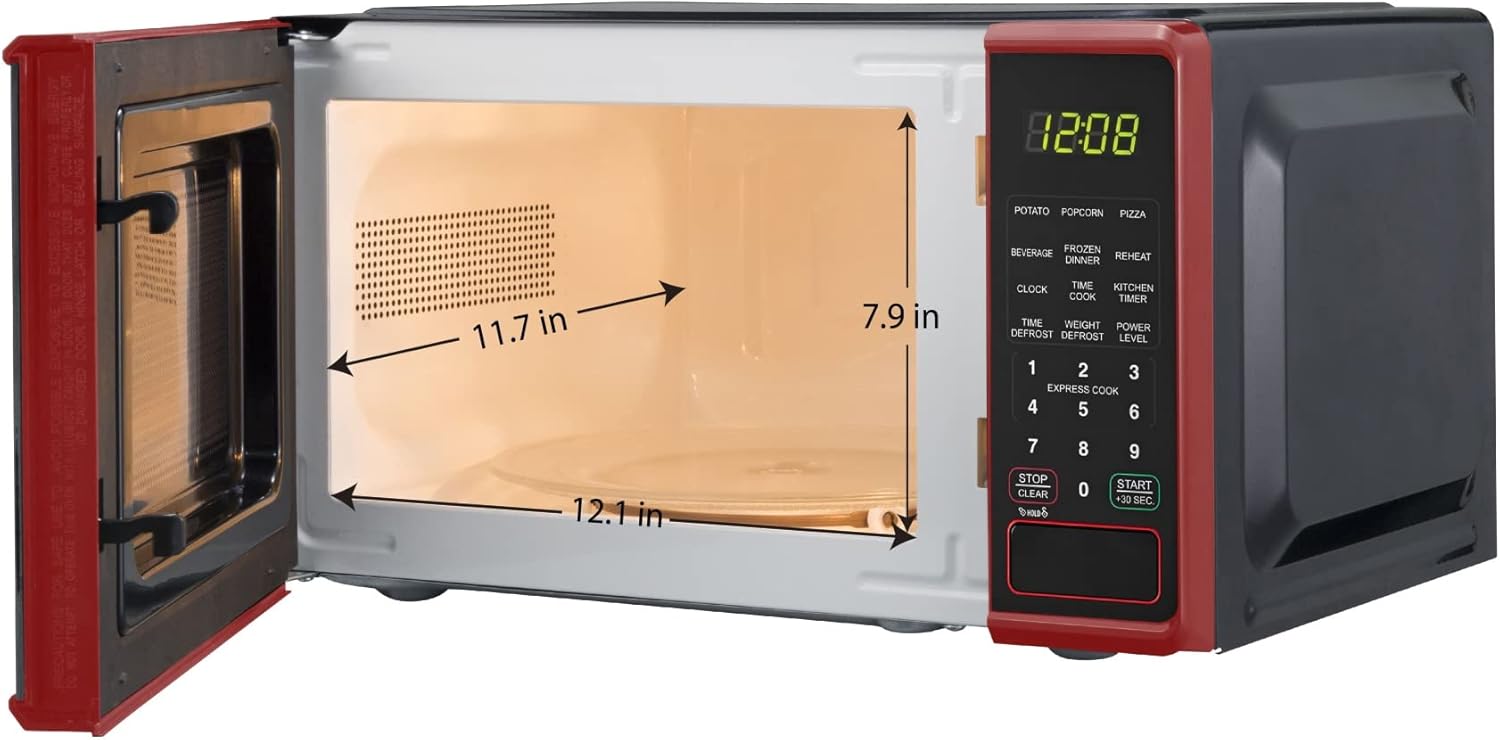 NAXXY Cu ft Compact Countertop Microwave Oven, Red 30-second one-touch option