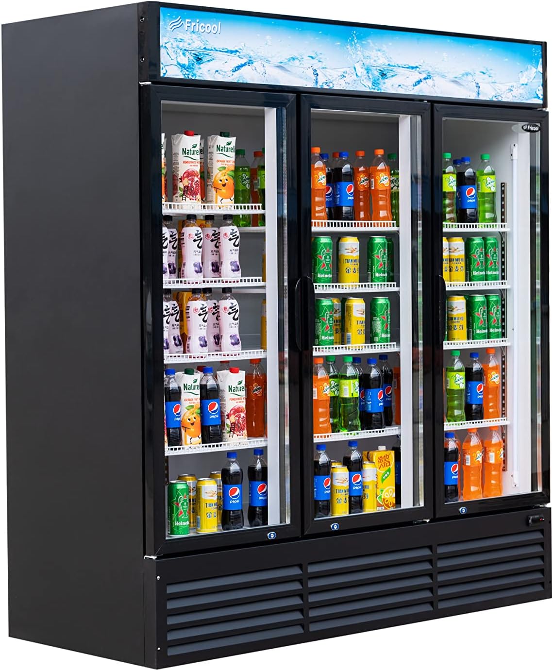 Commercial 3 Glass Door Merchandiser Refrigerator-Upright Beverage Cooler with LED Lighting